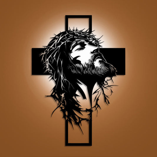 Christianartworkshop Crown of Thorns Jesus Cross Metal Wall Decor: Heartfelt Faith Statement