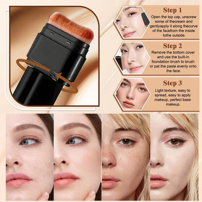 ⚡Limited-time special offer!✨Double-ended foundation and concealer stick with built-in brush
