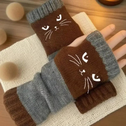 ✨This Week's Special Price $12.99❄️Women’s Knitted Fingerless Gloves with Cute Cat – Cozy, Stylish & Practical Winter Hand Warmers 🐾