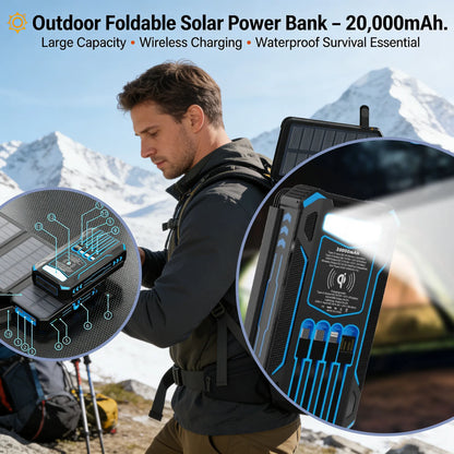 🌞 Outdoor Foldable Solar Power Bank – 20,000mAh