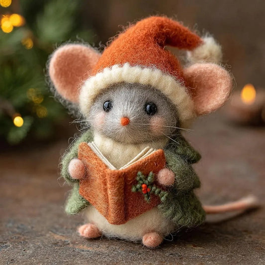 🐭Handmade Wool Christmas Mouse✨Cute Ornament & Perfect Gift 🎁