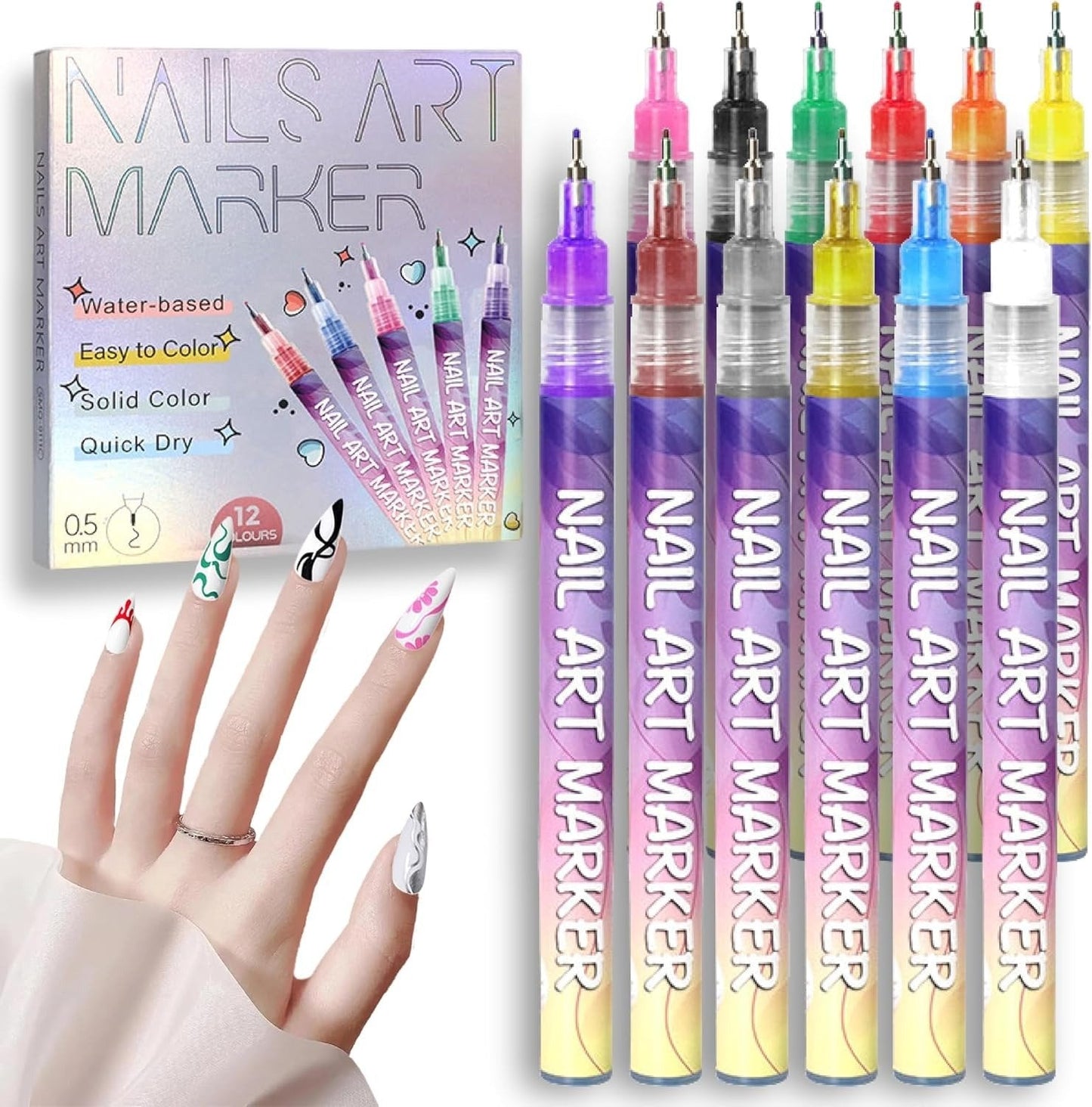🔖Early Christmas Sale: 44% Off🔥-⚡🎨12 Colors Nail Art Pens Set
