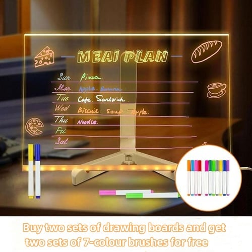 🎅The perfect gift for this Christmas🎁✨🖍️Glowing Drawing Board / Fluorescent Message Board / Christmas Kids Light Board (set come with 7 Pens)