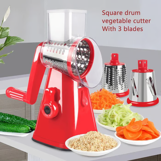 🥕🔄Multi-Functional Hand-Operated Rotary Drum Vegetable Cutter / Slicer / Grater