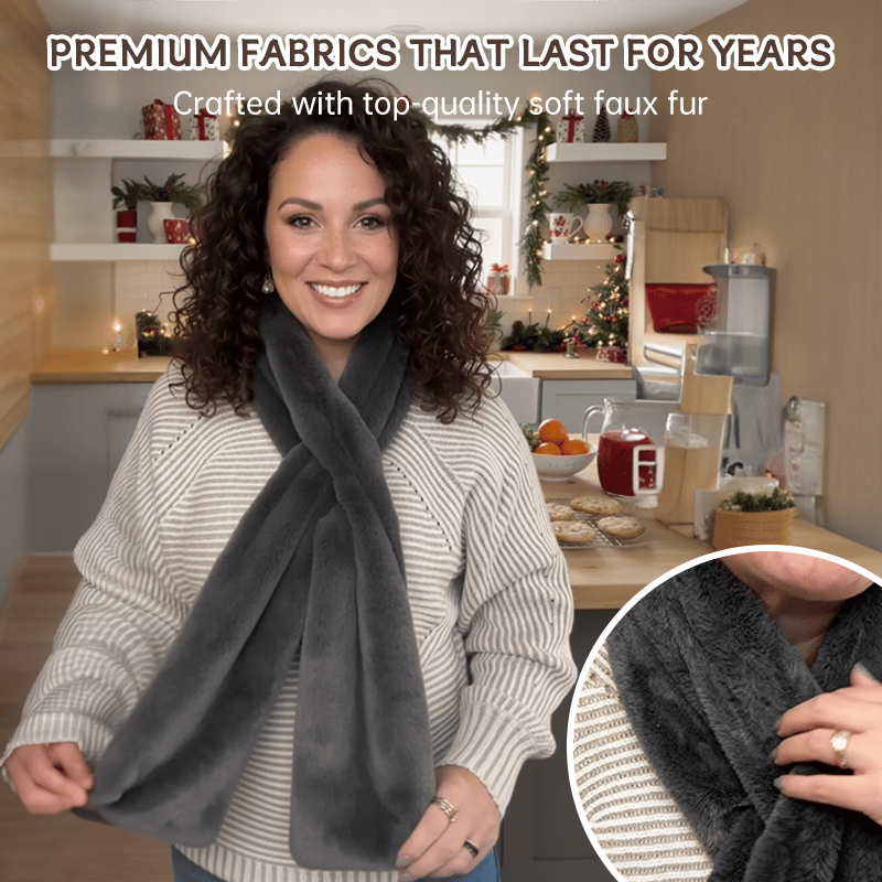 50% OFF – 🎅🧣Ultra-Soft Faux Fur Pull-Through Scarf with Secret Zipper Pocket✨