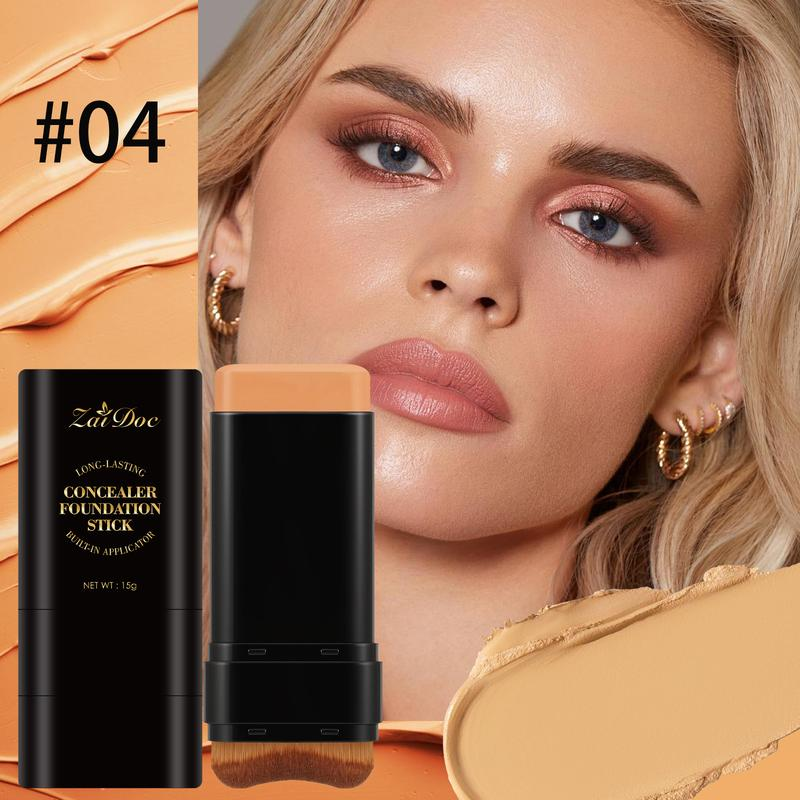 ⚡Limited-time special offer!✨Double-ended foundation and concealer stick with built-in brush