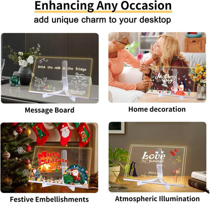 🎅The perfect gift for this Christmas🎁✨🖍️Glowing Drawing Board / Fluorescent Message Board / Christmas Kids Light Board (set come with 7 Pens)