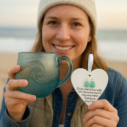 🎄Unique gift🔥100% handmade sea glass wave cup🎁Enjoy buy one get one free