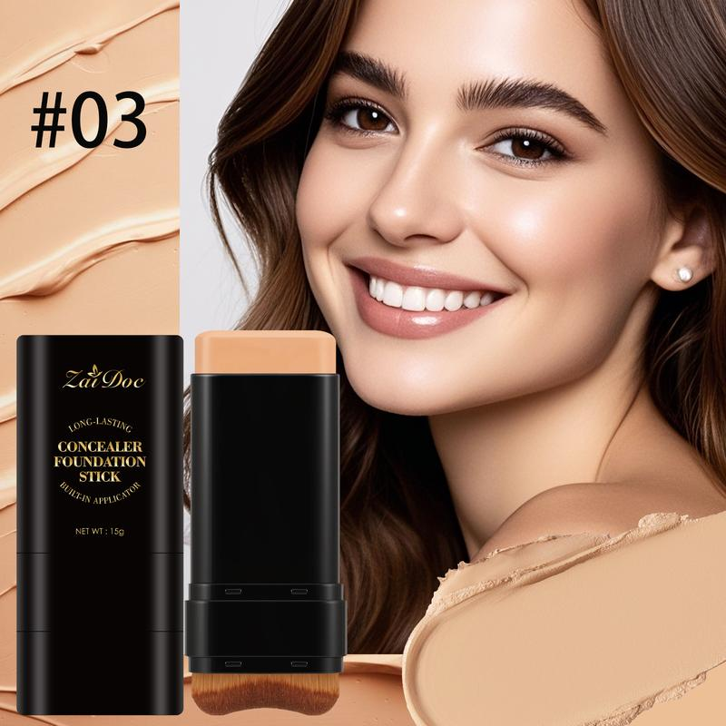 ⚡Limited-time special offer!✨Double-ended foundation and concealer stick with built-in brush