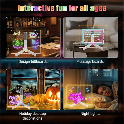 🎅The perfect gift for this Christmas🎁✨🖍️Glowing Drawing Board / Fluorescent Message Board / Christmas Kids Light Board (set come with 7 Pens)